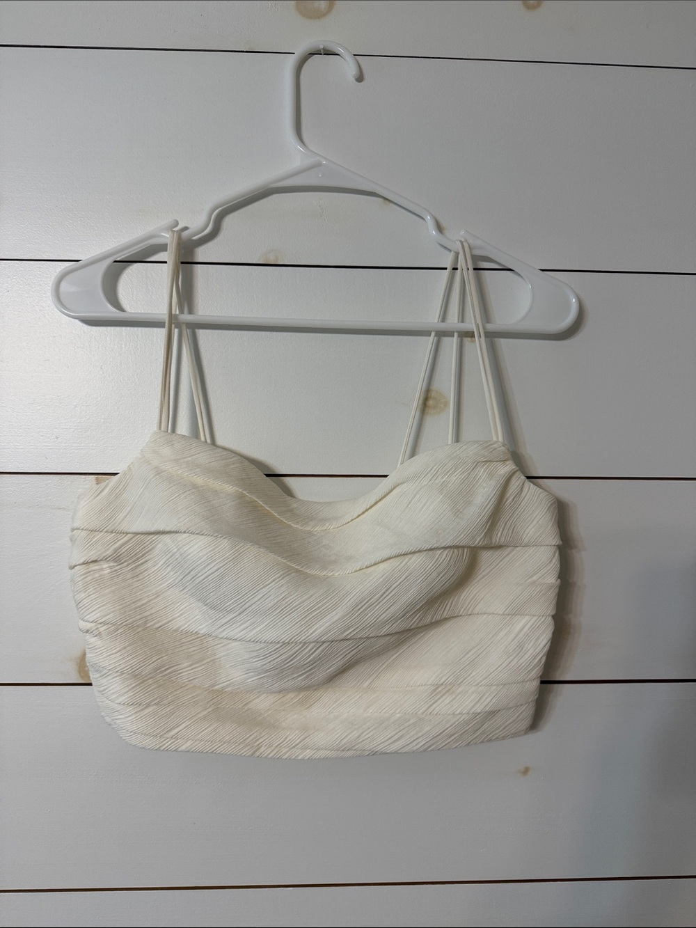 La Ligne Cream Ruched Top with Soft Texture size L